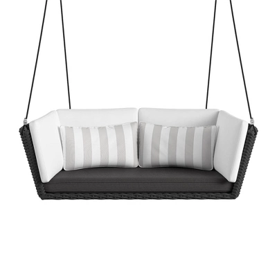 Sally Loveseat Swing With Cushion - Gray/Black - Novogratz 4 Sally Loveseat Swing With Cushion - Gray/Black - Novogratz - Image 2