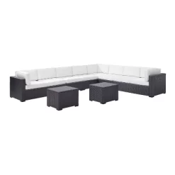 Biscayne 7pc Outdoor Wicker Sectional Set With 2 Coffee Tables & 3 Corner Seats White - Crosley -Outdoor Furniture Store GUEST 6bc8e41f b4f5 42bc a22b 246875694a79