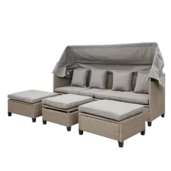 4pc Outdoor Adjustable Wicker Sectional Set With Canopy & Table - GODEER -Outdoor Furniture Store GUEST 6be8053e c17f 4c1d bb04 e4de924aa441