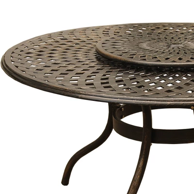 59" Contemporary Modern Mesh Lattice Aluminum Round Dining Table With Lazy Susan - Bronze - Oakland Living 5 59" Contemporary Modern Mesh Lattice Aluminum Round Dining Table With Lazy Susan - Bronze - Oakland Living - Image 3
