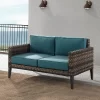 Prescott Outdoor Wicker Loveseat - Blue/Brown- Crosley -Outdoor Furniture Store GUEST 6c042de0 e553 474e bab2 7c1e2adb9cca