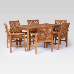 7pc Slatted Chevron Acacia Patio Dining Set - Saracina Home -Outdoor Furniture Store GUEST 6c5a38cb 01f2 4a50 903c b27f64f7a8ce