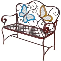 Butterfly Metal Bench Brown - Alpine Corporation -Outdoor Furniture Store GUEST 6d378fd2 d023 4271 9bd3 f92a2d67601d