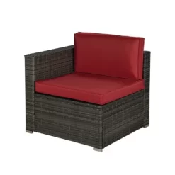 6pc Outdoor Rattan Wicker Conversation Set With Chairs, Coffee Table & Cushions - Gray/Red - GODEER 18 6pc Outdoor Rattan Wicker Conversation Set With Chairs, Coffee Table & Cushions - Gray/Red - GODEER -Outdoor Furniture Store GUEST 6d4b4c89 d3a4 4f24 8858 3d2c3d859945