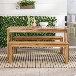 3pc Acacia Wood X Design Outdoor Patio Dining Set - Brown - Saracina Home -Outdoor Furniture Store GUEST 6d770303 bf3b 4b8f af2d 632862928d22