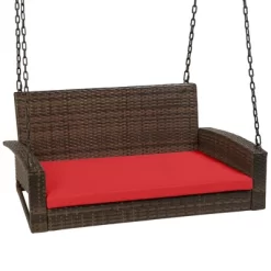 Best Choice Products Woven Wicker Hanging Porch Swing Bench For Patio, Deck W/ Mounting Chains, Seat Cushion -Outdoor Furniture Store GUEST 6d9032c8 3c60 4555 b935 d512b51dbc3b