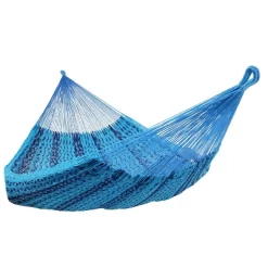 Sunnydaze Decor Sunnydaze XXL Thick Cord Family Size Hand-Woven Portable Mayan Hammock With Steel Stand - 400 Lb Weight Capacity/15' Stand - Blue -Outdoor Furniture Store GUEST 6d93f026 d75b 4243 a940 65d2e4e63d8e