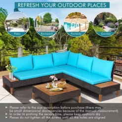 Costway 4PCS Patio Rattan Furniture Set Cushioned Loveseat W/Wooden Side Table -Outdoor Furniture Store GUEST 6e2e46b5 4a4f 44d5 80ac 6a154e425746