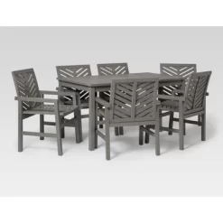 7pc Slatted Chevron Acacia Patio Dining Set - Saracina Home -Outdoor Furniture Store GUEST 6e586955 cdb3 42a6 b92d 73b8e77d8e6a
