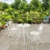 Outsunny 3 Piece Patio Bistro Set, Metal Folding Chairs, Foldable Outdoor Dining Table, Stone Flower Mosaic Spring Flower Pattern, White -Outdoor Furniture Store GUEST 6e88e604 da3a 4900 8e66 28d58f87fc53