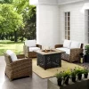 Bradenton 4pc Outdoor Conversation Set With Loveseat, 2 Arm Chairs & Tucson Fire Table - Weathered Brown/White - Crosley -Outdoor Furniture Store GUEST 6f0339f4 a067 4737 8a48 2ff90e161b7d