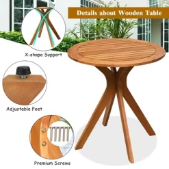 Costway 27'' Outdoor Round Table Solid Wood Coffee Side Bistro Table -Outdoor Furniture Store GUEST 6f72fa78 0b8c 48f7 be00 32ff2e64ad7f