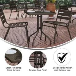 Flash Furniture Barker 23.5'' Square Tempered Glass Metal Table -Outdoor Furniture Store GUEST 6fdf89b2 babe 41f4 8689 dbb8c8bf5da7