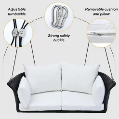 51.9" 2-Person Hanging Rattan Woven Swing Seat - ModernLuxe -Outdoor Furniture Store GUEST 7040e440 d276 4fe4 b9f2 1011444cc7e4