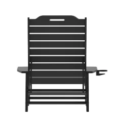 Merrick Lane Gaylord Adjustable Adirondack Lounger With Cup Holder- All-Weather Indoor/Outdoor HDPE Lounge Chair In Black -Outdoor Furniture Store GUEST 70bb4e0a 0345 415d 93bf ffd178a4116e