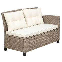 4pc Wicker Patio Conversation Seating Set With Cushions - Beige/Brown - GODEER -Outdoor Furniture Store GUEST 70cf2e78 c440 4ad2 9c42 8636421bdf15