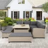 6pc Wicker Patio Set With Benches - Brown/Gray - GODEER -Outdoor Furniture Store GUEST 70ebf9aa 83f8 425e 8c8f 1db7c8ed85a5
