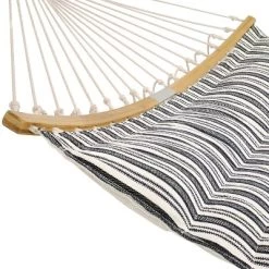Sunnydaze Decor Sunnydaze Polycotton 2-Person Hammock With Curved Bamboo Foldable Spreader Bars - 450 Lb Weight Capacity - Neutral Stripe -Outdoor Furniture Store GUEST 711f862b 1485 43ae 93c4 2b21d344c000