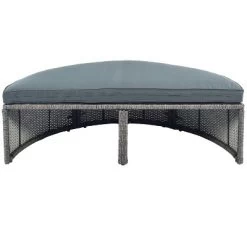 2pc Outdoor Wicker Conversation Sectional Set With Cushions & Half-Moon Side Table For Umbrella - Gray - GODEER -Outdoor Furniture Store GUEST 7132adf6 5dfe 4588 8be9 5b90382dac5f