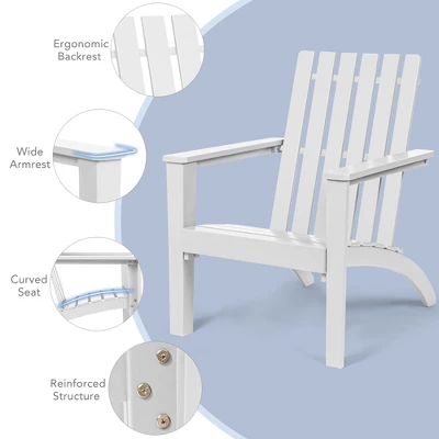 Costway 2PCS Patio Adirondack Chair Side Table Set Solid Wood Garden Deck White 10 Costway 2PCS Patio Adirondack Chair Side Table Set Solid Wood Garden Deck White - Image 8