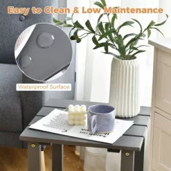 Costway 3PCS Patio Adirondack Chair Side Table Set Solid Wood Garden Deck Grey -Outdoor Furniture Store GUEST 719a6722 428e 482e 8491 d63c31957834