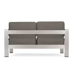 Cape Coral 5pc Aluminum And MGO Seating Set With Fire Table Khaki/Light Gray - Christopher Knight Home -Outdoor Furniture Store GUEST 72369f1a e599 4d30 93cb 877b6f8ed328