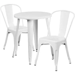 Flash Furniture Commercial Grade 24" Round Metal Indoor-Outdoor Table Set With 2 Cafe Chairs -Outdoor Furniture Store GUEST 72dd4a8a 70b9 43ca b43b 57c35be4ba43