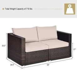 Costway 2PCS Patio Rattan Corner Sofa Sectional Furniture Cushion -Outdoor Furniture Store GUEST 72ddca3e 8909 41e2 93e5 0c81807914e4