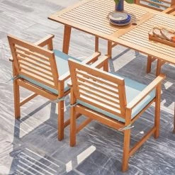 Waimea 5pc Honey Slatted Eucalyptus Wood Patio Dining Set With Cushions - Vifah -Outdoor Furniture Store GUEST 735683a1 22c6 455c af58 1aa69ebbd181