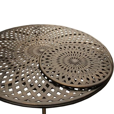 59" Contemporary Modern Mesh Lattice Aluminum Round Dining Table With Lazy Susan - Bronze - Oakland Living 3 59" Contemporary Modern Mesh Lattice Aluminum Round Dining Table With Lazy Susan - Bronze - Oakland Living