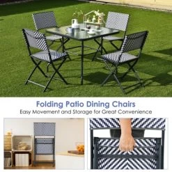 Tangkula Set Of 4 Patio PE Rattan Folding Chairs Dining Chairs With Anti-rust Frame For Garden Backyard -Outdoor Furniture Store GUEST 739cd6c0 62a6 40c0 a14f 0979779c2559