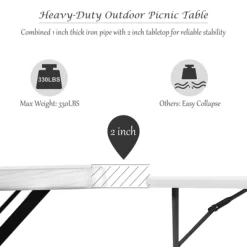 Costway Picnic Table Bench Set Outdoor Backyard Patio Garden Party Dining All Weather White -Outdoor Furniture Store GUEST 73e6f647 be31 481a 9904 a89bf7b62cd9