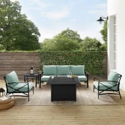 Kaplan 5pc Outdoor Sofa Set With Fire Table - Mist - Crosley -Outdoor Furniture Store GUEST 7419d039 ab26 4c59 ab0b d7f91fe008d1