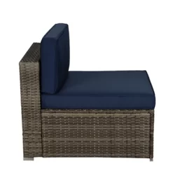 5pc Outdoor Rattan Wicker Sectional Conversation Set With Cushions - Brown/Blue - GODEER 16 5pc Outdoor Rattan Wicker Sectional Conversation Set With Cushions - Brown/Blue - GODEER -Outdoor Furniture Store GUEST 74353af9 89d3 438c a836 2abdfdffb632