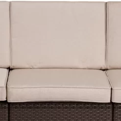 Merrick Lane Outdoor Furniture Resin Sofa Chocolate Brown Faux Rattan Wicker Pattern Patio 3-Seat Sofa With All-Weather Beige Cushions -Outdoor Furniture Store GUEST 7476a5aa bf2a 45f0 a32a 1907bbdfea46 1