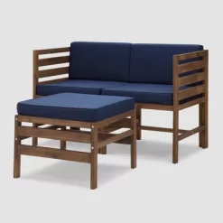 3pc Modular Acacia Wood Patio Chat Set With Cushions - Saracina Home -Outdoor Furniture Store GUEST 75715dfc 345c 4dac 84f9 12b8f90851ce