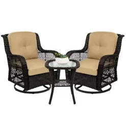Best Choice Products 3-Piece Patio Wicker Bistro Furniture Set W/ 2 Cushioned Swivel Rocking Chairs, Side Table -Outdoor Furniture Store GUEST 75b345cd c672 49e7 b9cb 87bbed49d094