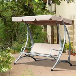 Outsunny 3 Person Patio Swing Seats, Porch Swing With Stand And Adjustable Canopy Outdoor Swing Chair Bench For Garden, Poolside -Outdoor Furniture Store GUEST 75e8d5ed dc13 4aee acbf 17a3efb8b46c