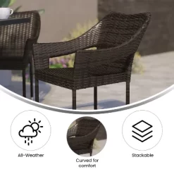 Merrick Lane Weather Resistant Indoor/Outdoor Stacking Patio Dining Chair With Steel Frame And PE Rattan -Outdoor Furniture Store GUEST 75e95246 e3cd 4ecd a655 bfae76d59fbc