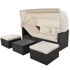 4pc Outdoor Wicker Rectangle Daybed With Canopy & Cushions - Beige - GODEER 18 4pc Outdoor Wicker Rectangle Daybed With Canopy & Cushions - Beige - GODEER -Outdoor Furniture Store GUEST 7601bcc0 7af3 4abb ba3f 9cfbe76c4e86