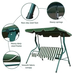 Costway 3 Seats Patio Backyard Canopy Steel Frame Swing Glider Hammock Cushioned -Outdoor Furniture Store GUEST 7646fb7c 5539 4328 96ae e54fc8f172fd