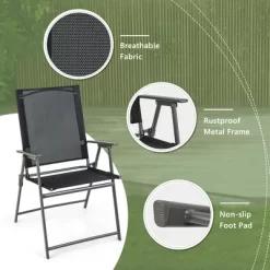 Costway 4pcs Patio Folding Portable Dining Chairs Metal Frame Armrests Garden Outdoor -Outdoor Furniture Store GUEST 767a9d0d 5b7f 40b7 88b6 dc5d4dcb94fa