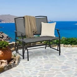 Costway Patio Glider Rocking Bench Double 2 Person Chair Loveseat Garden GreyBlack -Outdoor Furniture Store GUEST 76b07c62 7495 4c04 b495 7e04f0ff44ed