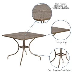 Flash Furniture Oia Commercial Grade 35.5" Square Indoor-Outdoor Steel Patio Table With Umbrella Hole -Outdoor Furniture Store GUEST 76d01e42 eca6 4ff8 b824 a7a2f7598c20