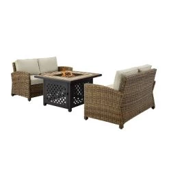 Crosley 3pc Bradenton Steel Outdoor Patio Fire Pit Furniture Set With Two Loveseats Tan/Brown -Outdoor Furniture Store GUEST 7701d5f1 ecbb 4bb4 b81e 978e1be4d0ec