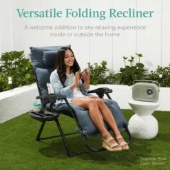 Best Choice Products Oversized Zero Gravity Chair, Folding Recliner W/ Removable Cushion, Side Tray -Outdoor Furniture Store GUEST 772aa427 1337 4307 8293 0171688a91b3