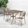 Emma And Oliver Commercial 35.5" Square Metal Garden Patio Table Set W/ 2 Round Back Chairs -Outdoor Furniture Store GUEST 776992ca 027c 4993 854b a0c432b97536