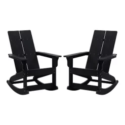 Flash Furniture Finn Modern Commercial Grade All-Weather 2-Slat Poly Resin Rocking Adirondack Chair With Rust Resistant Stainless Steel Hardware - Set Of 2 -Outdoor Furniture Store GUEST 77f60287 4ba4 47f8 bfa6 8aac49680bc6