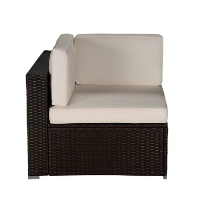 7pc Outdoor Rattan Wicker Set With Cushions - Brown/Beige/Red - GODEER 5 7pc Outdoor Rattan Wicker Set With Cushions - Brown/Beige/Red - GODEER - Image 3