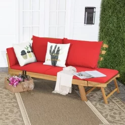 Costway Patio Convertible Sofa Daybed Solid Wood Adjustable Thick Cushion TurquoiseRed White -Outdoor Furniture Store GUEST 7888157e 68f9 4466 a285 64173ae3c970